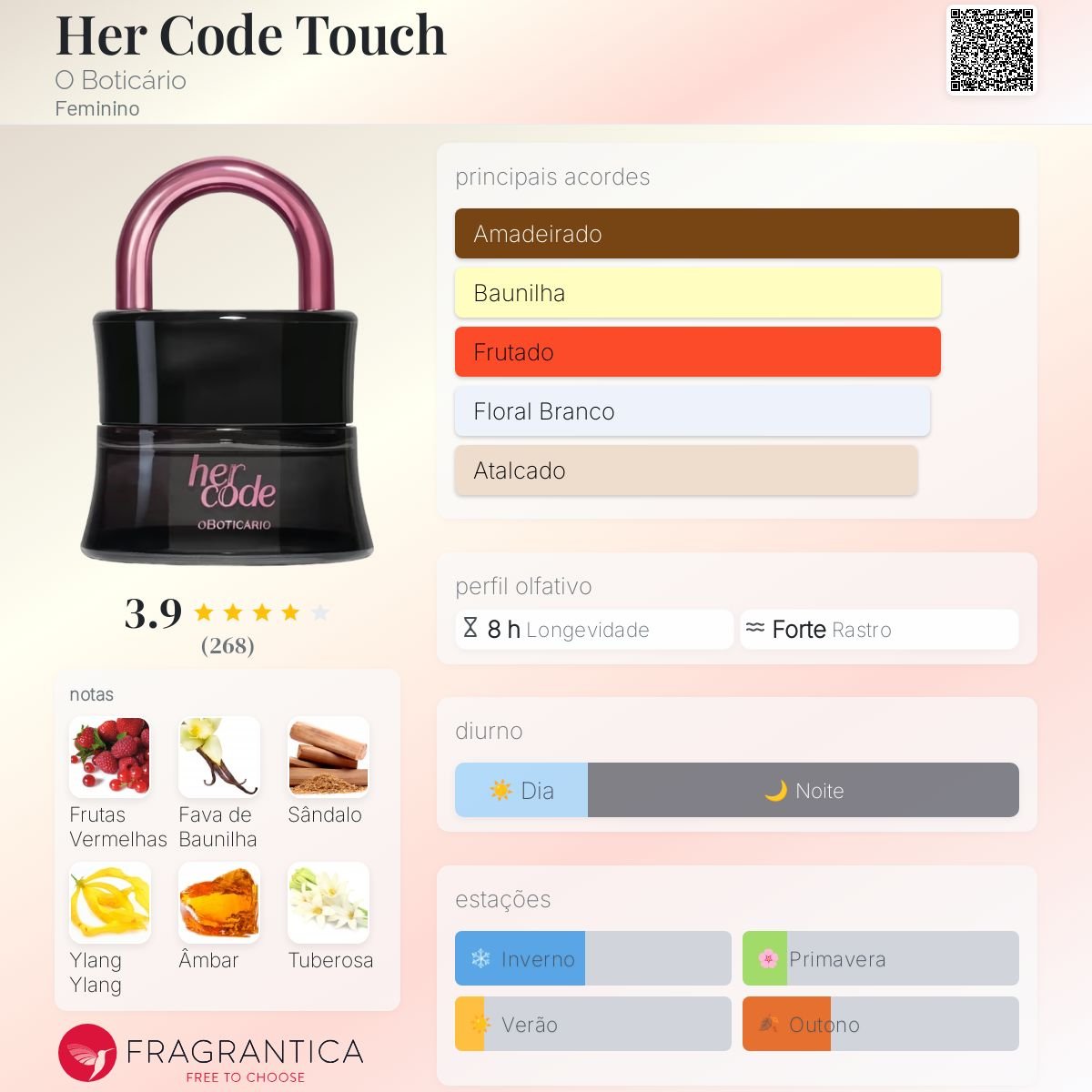 Perfume Her Code Touch Eau De Parfum 50ml O Boticário - Imagem 2